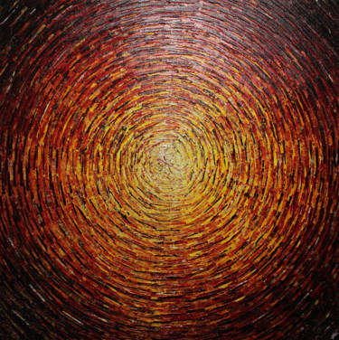 Grand éclat couleurs jaune orange rouge. Painting titled "Grand éclat couleur…" by Jonathan Pradillon, Original Artwork, Acrylic Mounted on Wood Stretcher frame
