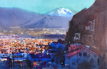 Painting titled "Winter in the South…" by Andrii Kovalyk, Original Artwork, Watercolor