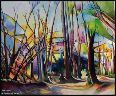 Painting titled "La Fontaine du berg…" by Patrice Bailly (stan), Original Artwork, Oil