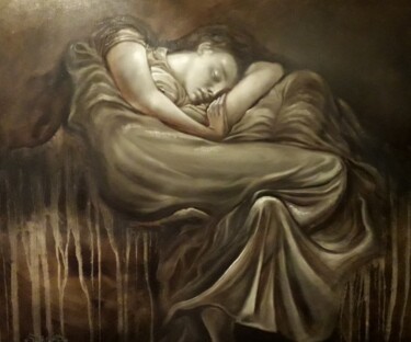 Peinture intitulée "Elle dort..." par Philippe Sottile, Œuvre d'art originale, Huile Monté sur Châssis en bois