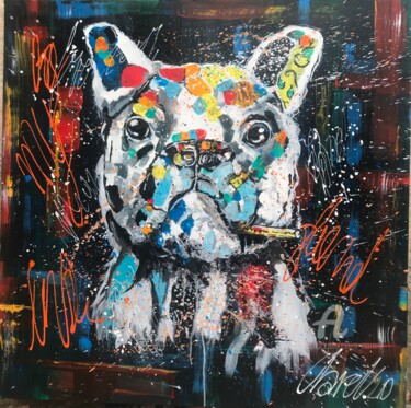 Le chien de Lionel Peinture intitulée "Le chien de Lionel" par Claire Morand, Œuvre d'art originale, Acrylique