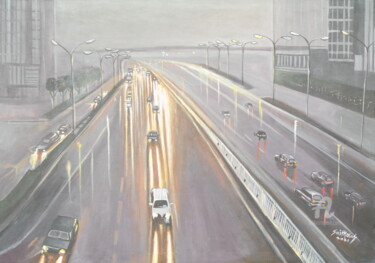 Night in Lagos Series 2 「Night in Lagos Seri…」というタイトルの絵画 Olaoluwa Smithによって, オリジナルのアートワーク, アクリル