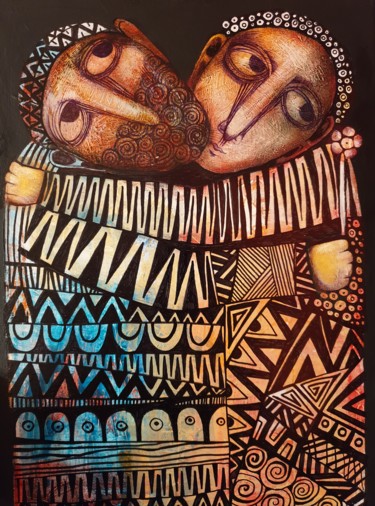 I missed you (Acrylic painting, 30x40cm, ready to hang) 绘画 标题为“I missed you (Acryl…” 由Liana Asatryan, 原创艺术品, 丙烯 安装在木质担架架上