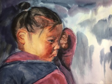 Peinture intitulée "It became sad" par Marina Babintseva, Œuvre d'art originale, Aquarelle