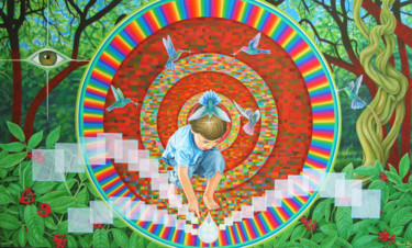 Pintura titulada "Ayahuasca" por Pascal Roy, Obra de arte original, Oleo Montado en Panel de madera