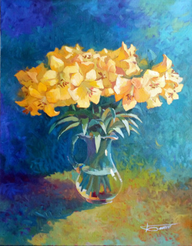 Painting titled "Floral oil painting…" by Denis Bely, Original Artwork, Oil