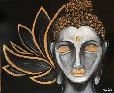 绘画 标题为“Buddha” 由Angie F., 原创艺术品, 丙烯 安装在木质担架架上