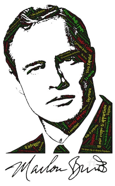 Marlon Brando tribute Arte digital titulada "Marlon Brando tribu…" por Ivan Venerucci, Obra de arte original, Pintura Digital