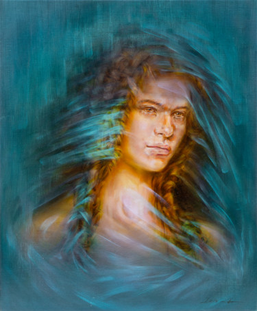 Painting titled "Red-haired beauty" by Irina Inozemtseva-Lopes, Original Artwork, Oil