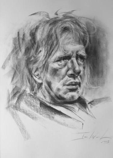 Drawing titled "Male portrait_I" by Irina Inozemtseva-Lopes, Original Artwork, Charcoal