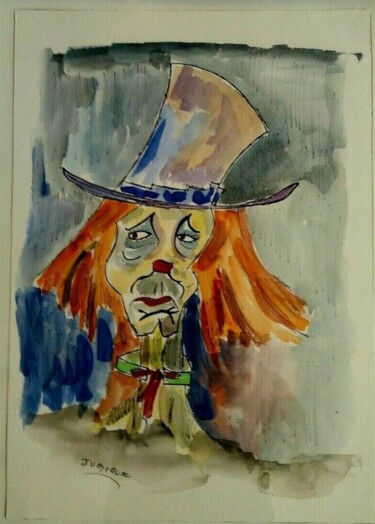 绘画 标题为“PORTRAIT DE CLOWN A…” 由Jean Pierre Jumeaux, 原创艺术品, 水彩