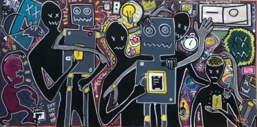 Painting titled "Ready to switch off" by Hico, Original Artwork, Acrylic
