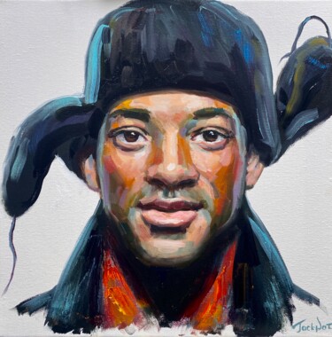 Will Smith oil portrait original painting hand drawn canvas Painting titled "Will Smith oil port…" by Evgeny Potapkin, Original Artwork, Oil Mounted on Wood Stretcher frame
