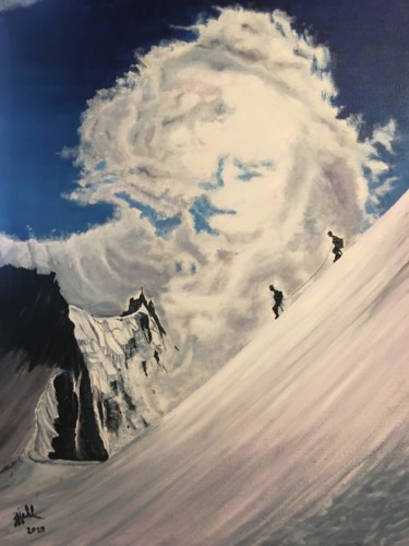 绘画 标题为“En descendant de l'…” 由Jean-Francois Jehl, 原创艺术品, 油 安装在纸板上