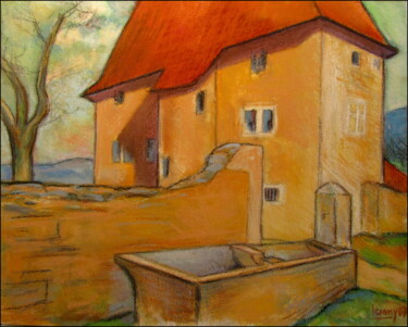 Dessin intitulée "CHATEAU DE HAUTECOU…" par Alain Lamy, Œuvre d'art originale, Pastel