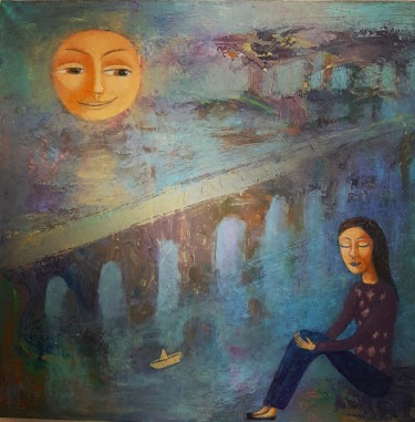绘画 标题为“Ночь” 由Анна Милькис, 原创艺术品, 丙烯 安装在木质担架架上