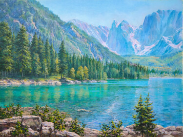 Painting titled "пейзаж. горы" by Maksim Kriukov, Original Artwork, Acrylic
