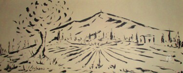 Painting titled "Champ de lavande." by Roberto Urbano, Original Artwork, Acrylic