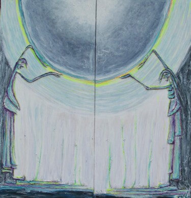 Painting titled "clair de lune" by Béatrice Pillard, Original Artwork, Oil
