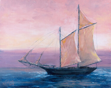 "Sunset. Under sail." başlıklı Tablo Galina Vasiljeva tarafından, Orijinal sanat, Petrol