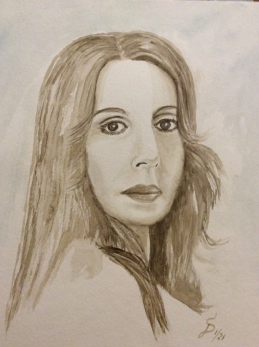Malerei mit dem Titel "Portrait Arabian Wo…" von Stefan Dhein, Original-Kunstwerk, Aquarell