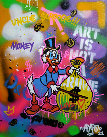 Money and love - Uncle scrooge 绘画 标题为“Money and love - Un…” 由Alessio Hassan Alì (Hipo), 原创艺术品, 丙烯