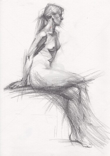 Nude art drawing Julia Σχέδιο με τίτλο "Nude art drawing Ju…" από Samira Yanushkova, Αυθεντικά έργα τέχνης, Γραφίτης