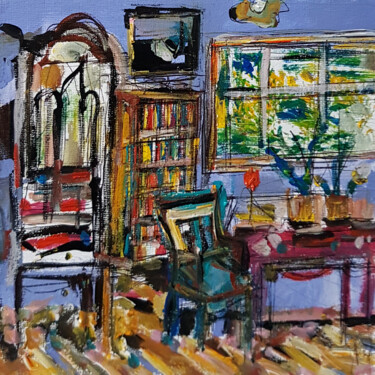 Aux frontières de l'atelier Malerei mit dem Titel "Aux frontières de l…" von Muriel Cayet, Original-Kunstwerk, Acryl Auf Karton montiert