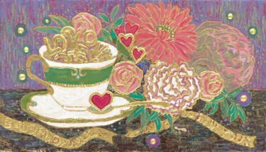 绘画 标题为“LOVE IN MY CUP 2” 由Chiori Ohnaka, 原创艺术品, 颜料