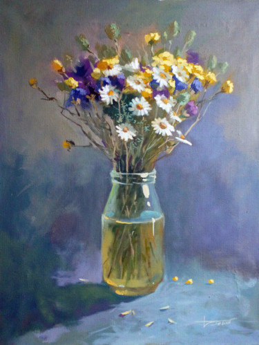 Painting titled "The flowers of the…" by Denis Bely, Original Artwork, Oil