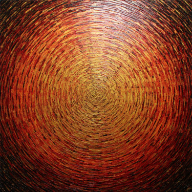 Grand éclat couleurs or orange rouge. 제목이 "Grand éclat couleur…"인 미술작품 Jonathan Pradillon로, 원작, 아크릴 나무 들것 프레임에 장착됨