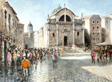 Katedrala svetog Vlaha Dubrovnik Peinture intitulée "Katedrala svetog Vl…" par Stjepan Lezaic (Pepi), Œuvre d'art originale, Aquarelle