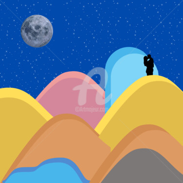 Arte digitale intitolato "Moon" da Daniele Scivoli, Opera d'arte originale, Pittura digitale