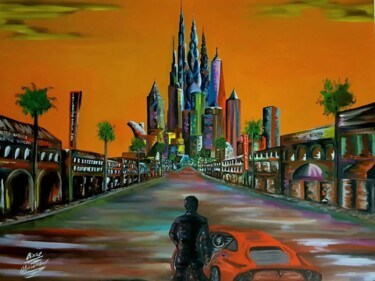 Pittura intitolato "La città deserta" da Alessandro Rizzo, Opera d'arte originale, Olio