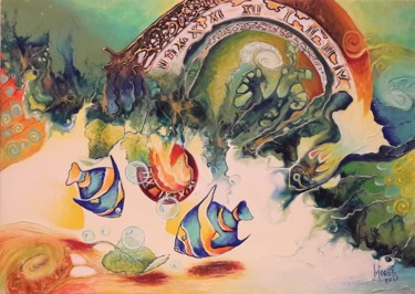 绘画 标题为“Zodiacul Liric Pesti” 由Mariana Oros, 原创艺术品, 丙烯 安装在木质担架架上