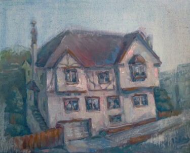 Rainy day Painting titled "Rainy day" by Alex Klas, Original Artwork, Oil Mounted on Wood Stretcher frame
