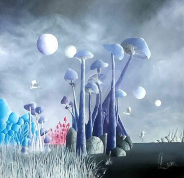 绘画 标题为“MUSHROOM ISLAND” 由Jean-Christophe Labrue, 原创艺术品, 丙烯