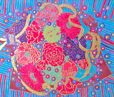Painting titled "HAPPY TIME" by Chiori Ohnaka, Original Artwork, Pigments