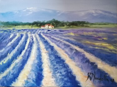 Painting titled "CAMPO DI LAVANDA" by Rosa Nardella, Original Artwork, Acrylic