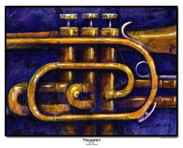 Painting titled "Trupet on blue" by Gordon Tarpley, Original Artwork