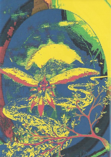 Painting titled "L'oiseau100twa 1%" by Thomas Blondeau-Dumoulin, Original Artwork, Digital Painting