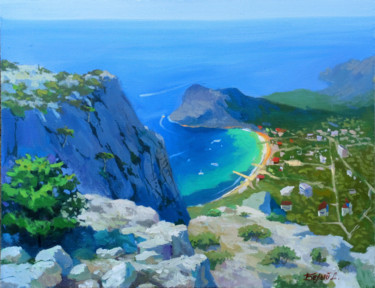 Landscape oil painting, the blue Bay. Painting titled "Landscape oil paint…" by Denis Bely, Original Artwork, Oil