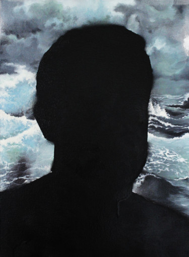 Painting titled "Retrato pandêmico" by Cassia Naomi, Original Artwork, Oil