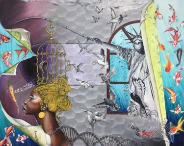 Painting titled "De valkuil" by Bob Ivens, Original Artwork, Oil