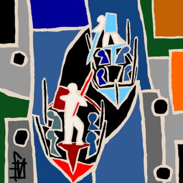 les joutes Sétoise Arts numériques intitulée "les joutes Sétoise" par Franck Vidal, Œuvre d'art originale, Peinture numérique