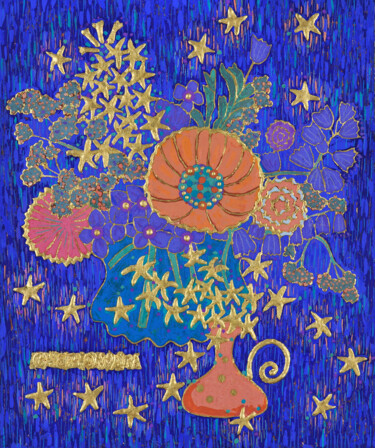 绘画 标题为“STAR FLOWERS” 由Chiori Ohnaka, 原创艺术品, 颜料