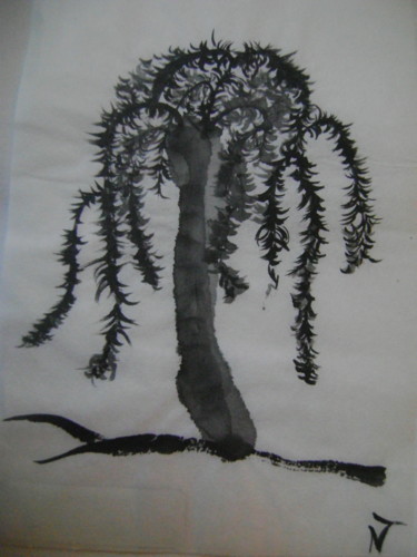 Drawing titled "saule 1" by Nadine Trescartes (fildefériste), Original Artwork, Ink