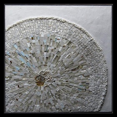 Sculpture titled "A Blanc" by Fabienne Le Pajolec, Original Artwork, Mosaic Mounted on Wood Panel