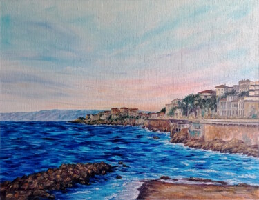 La Corniche | Marseille Peinture intitulée "La Corniche | Marse…" par Cardoso Manu, Œuvre d'art originale, Huile Monté sur Châssis en bois