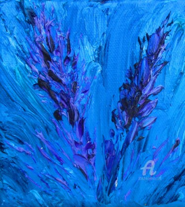 Painting titled "Bleu lavande" by Roberto Urbano, Original Artwork, Oil